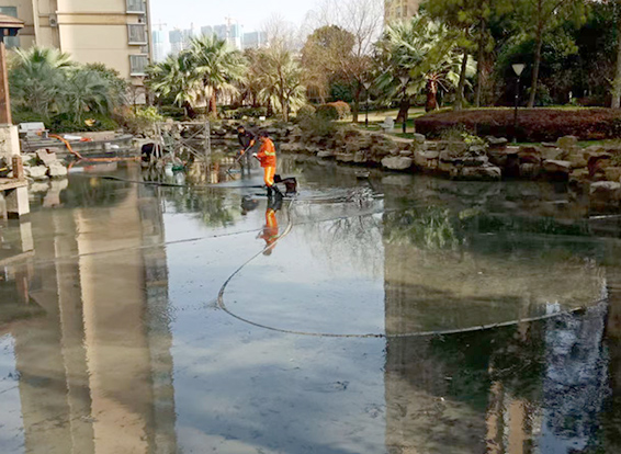 祁门景观池淤泥清理